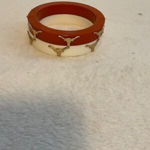 Elegant Gold Accent Orange and White Bracelet Set